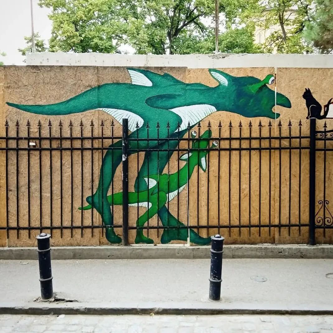 Little Dino Girl with Dino Mom & Black Cat